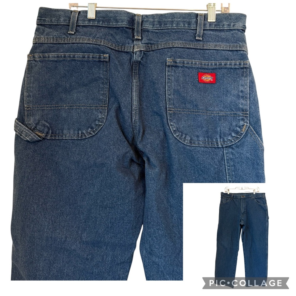 Dickies Mens Carpenter Jeans Blue Denim Utility Pants LU200RNB Medium Wash 34x28